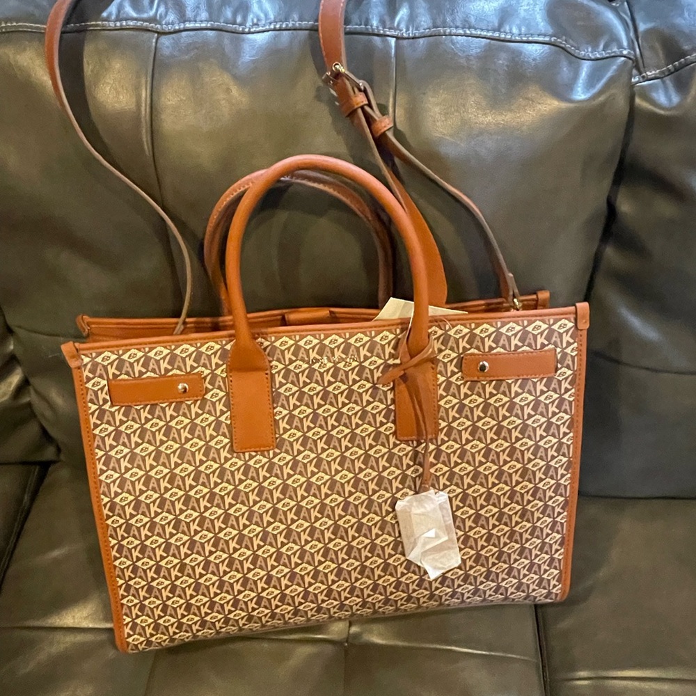 Anne Klein Cream Large Cube Logo Women Totes